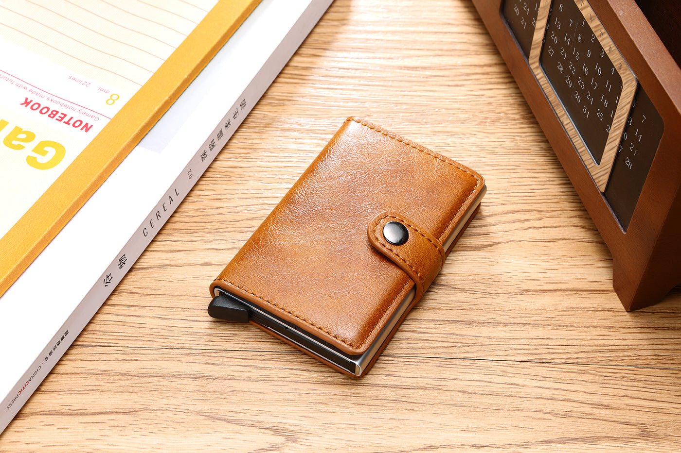 Vintage Leather Pop-Up Card Wallet