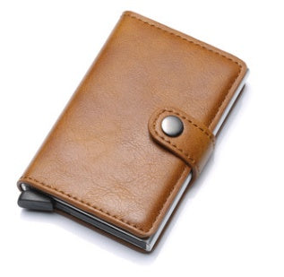Vintage Leather Pop-Up Card Wallet