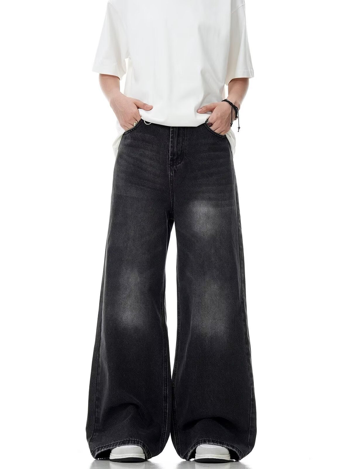 Black Wash Wide Leg Jeans