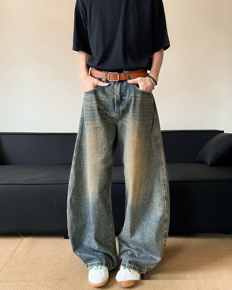 Wide-Leg Retro Blue Jeans