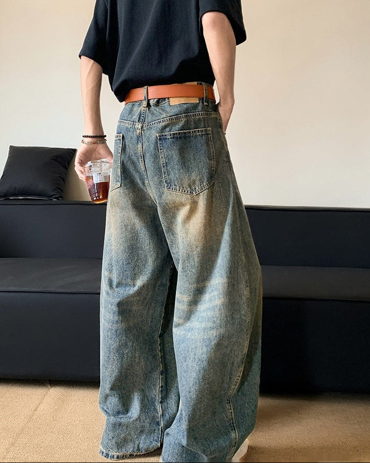 Wide-Leg Retro Blue Jeans