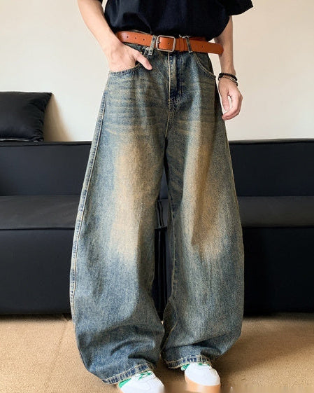 Wide-Leg Retro Blue Jeans