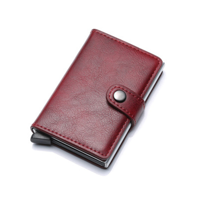Vintage Leather Pop-Up Card Wallet
