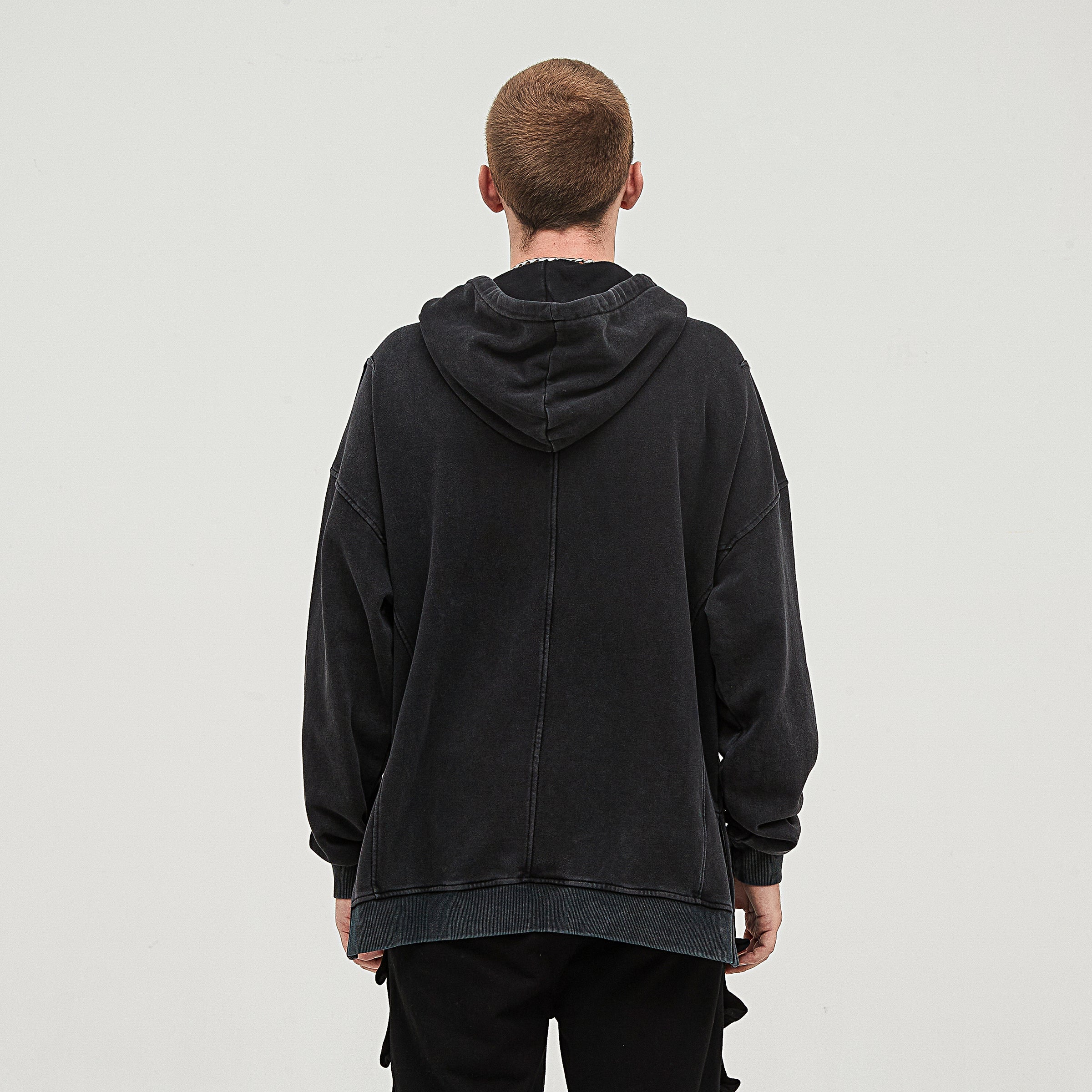 Men's Washed Slit Hem Turtleneck Hoodie
