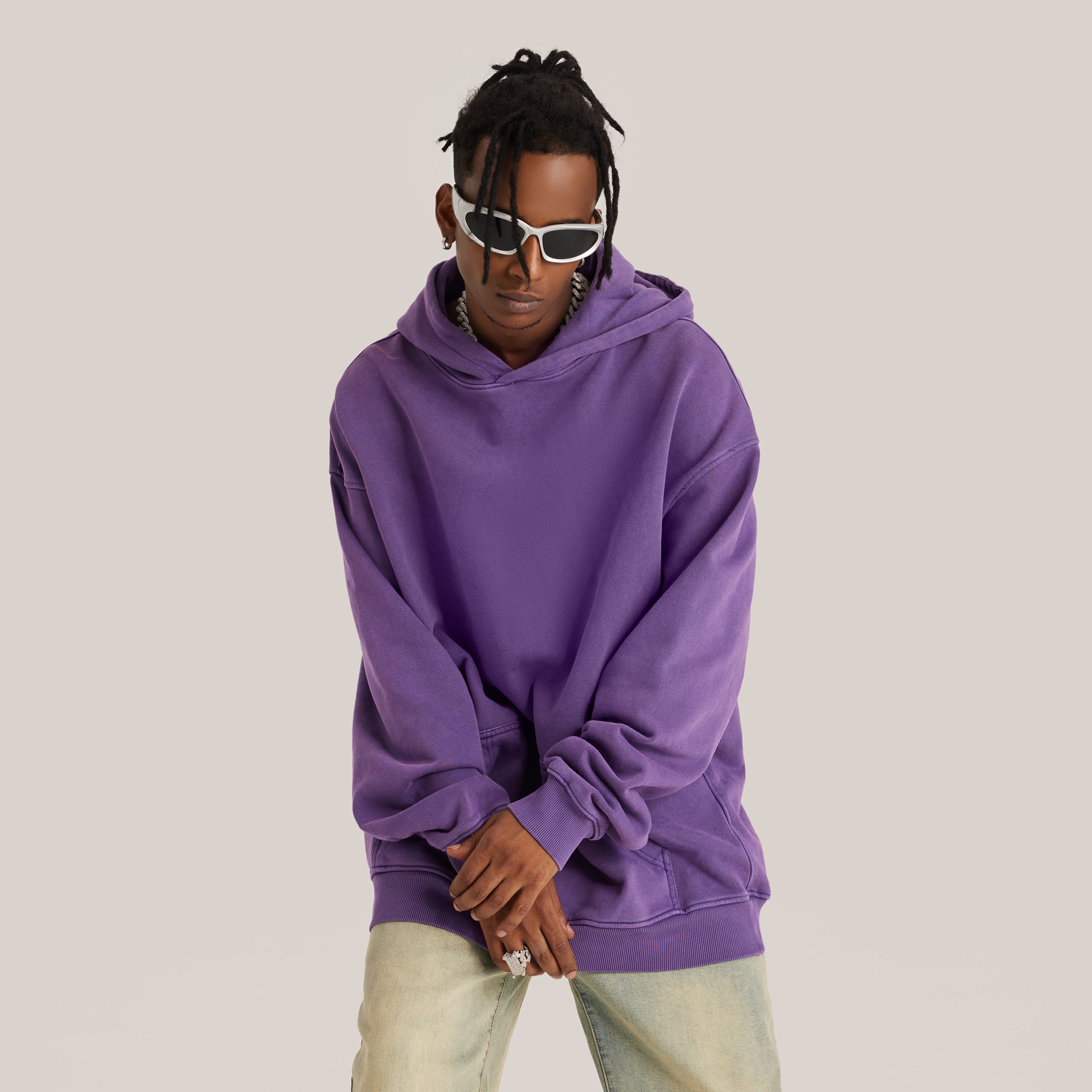 Men's Sun Faded Ripped Pocket Hoodie